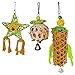 Gojiny 3Pcs Oiseau Broyeur Jouets en Bois Et Rotin Perroquets Jouet Ronger Jouets Oiseau Jouets Suspendus avec Cloches Perroquet Cage d'alimentation Jouets Suspendus pour Petit Oiseau