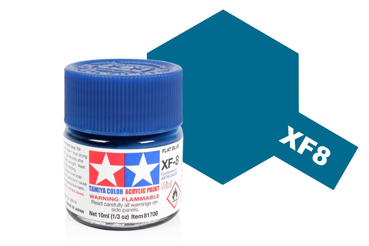 Amazon.com: TAMIYA Acrylic Mini XF8 Flat Blue TAM81708 Plastics