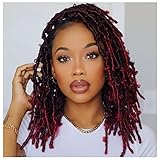 8 Packs Pre Looped Butterfly Locs Crochet Hair 12 Inch Burgundy Red Distressed Locs Crochet Braids S