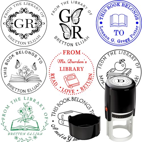 Custom Round Self-Inking Stamp Personalized Initials Monogram Stamp Rubber Work Business Stamps Text Logo 4 Color Available