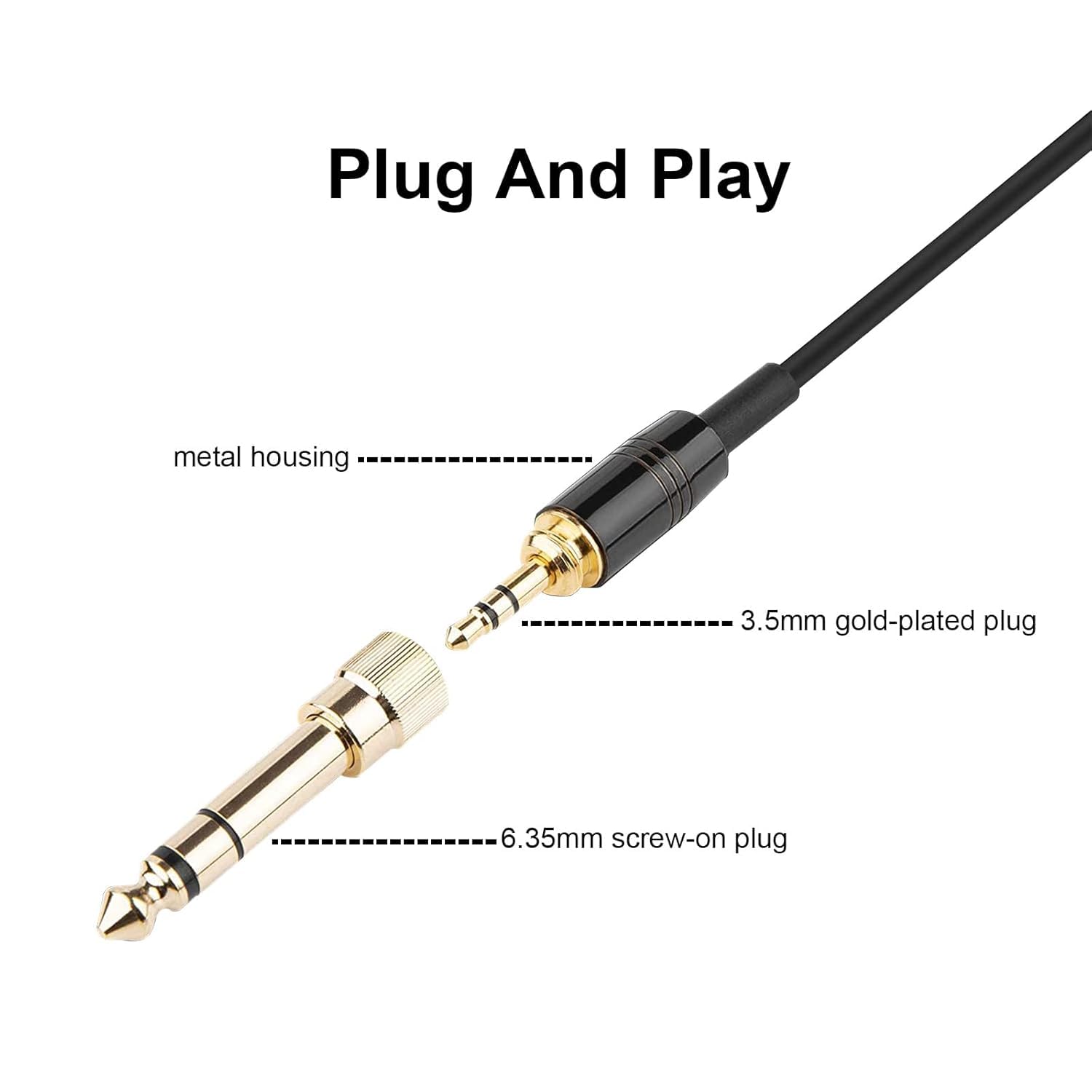 Replacement Audio Cable Compatible With Beyerdynamic DT 1990 Pro, DT 1770 Pro, DT 990 Pro, DT 990 Pro X, DT 770 Pro, DT 770 Pro X Headphone, for AKG Q701, Q702, with 6.35mm Adapter (4.6 FT-13.4 FT)