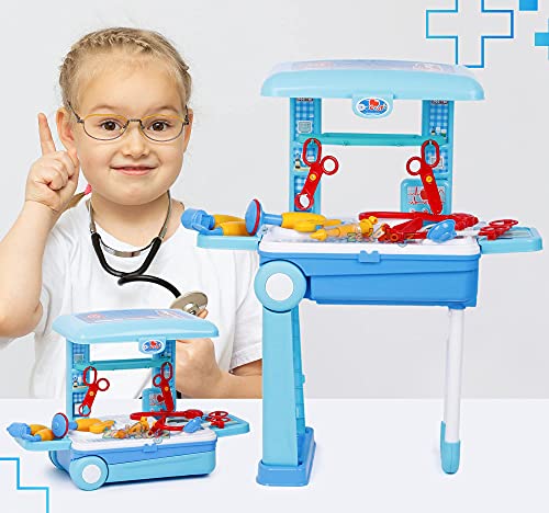 Image of Zest 4 Toyz Doctor Set for Kids Girls with Foldable Suitcase Doctor Playset Doctor Kit Toy for Kids Toys Pretend Play Toys Birthday Gifts for Girls & Boys 3+ (Blue)