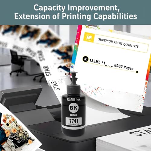 Image of KOSH T7741 /774 Pigment Black Ink Refill Bottle Compatible for M100, M105, M200, M205, L655, L130, L360, L380, L350, L361, L565, L210, L220 Printers