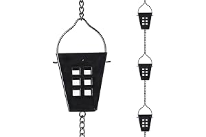 Square Black Rain Chains for Gutters with 12 Cups