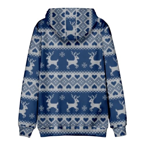 Mens Graphic Hoodies Christmas Elk Printed Hooded Flannel Warm Ugly Christmas Sweatshirt Oversized Unisex Winter Pullover2