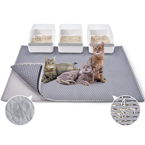 BurgeonNest 45"x 32" Cat Litter Mat, Velcro design, Washable Extra