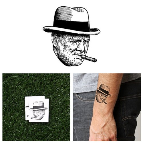 Tattify Winston Churchill Temporary Tattoo - Through Hell (Set of 2) - Other Styles Available - Fashionable Temporary Tattoos - Long Lasting and Waterproof