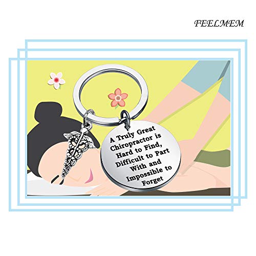 Feelmem Chiropractor Gift Massage Therapist Gift Chiropractor Graduation Jewelry Gift A Truly Great Chiropractor Is Hard To Find Harder To Part With And Impossible To Forget Keychain (Silver) #TOP6