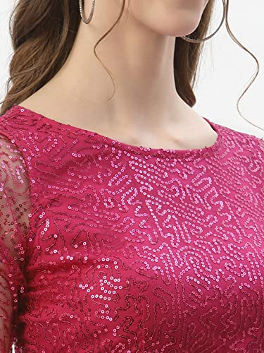 Image of studio rasa Women's Net Sequin Embroidered Sheer Sleeves Readymade Saree Blouse for Wedding Festive Party