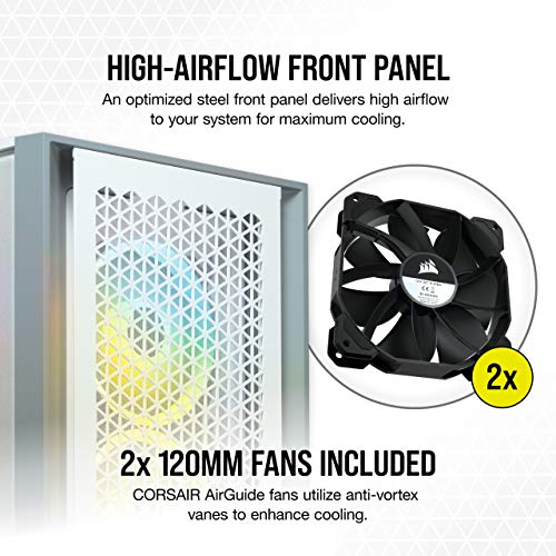 Image of Corsair 4000D Airflow Tempered Glass Mid-Tower ATX Case, White (CC-9011201-WW)