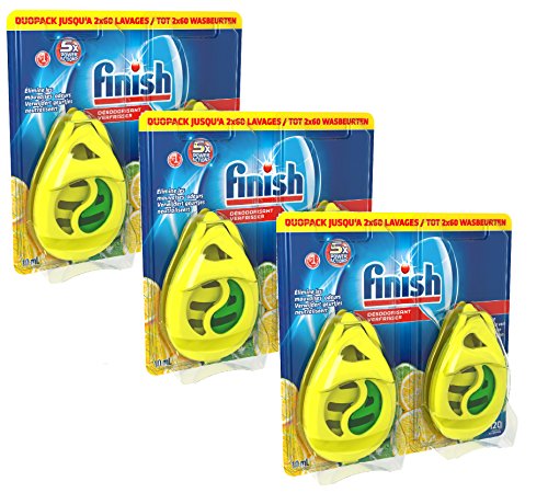 Finish Dishwasher Freshener Lemon & Lime | Pack of 6 | Lasts upto 60 Washes each | 6 x 60 washes | With 5X Power Action