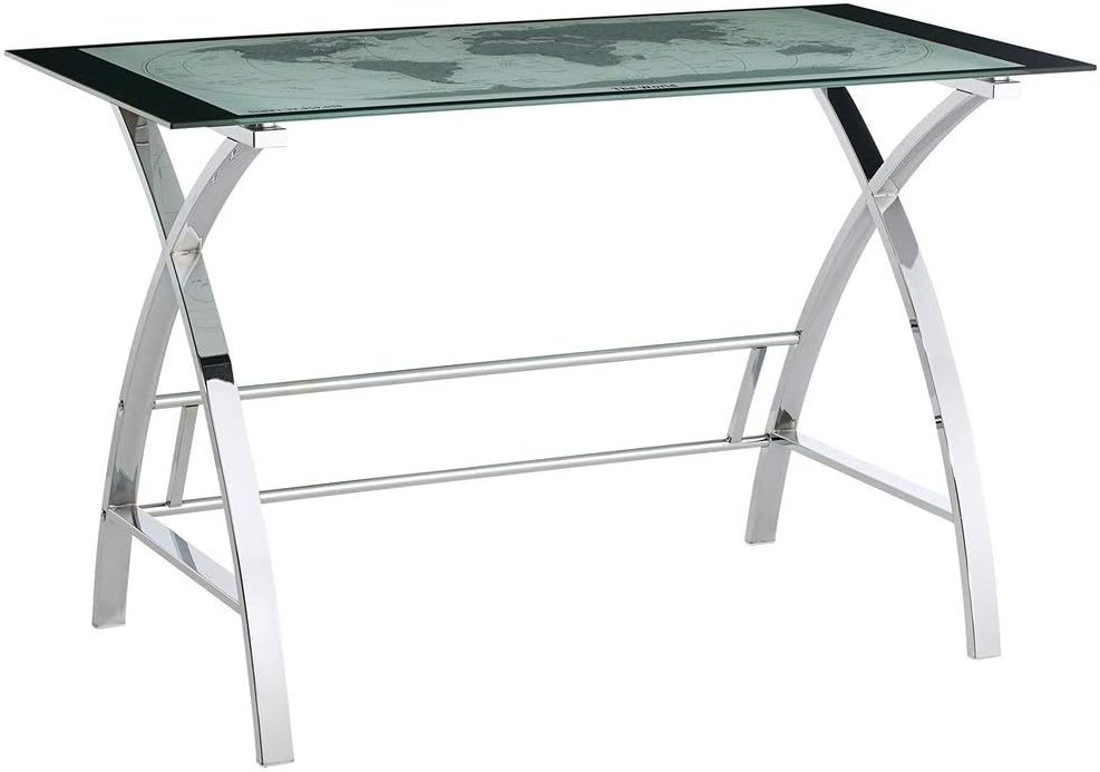 Amazon Com Realspace Axley 55 W Glass Computer Desk Cherry Silver Office Products