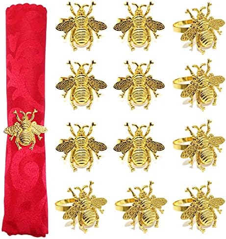 Amazon.com: 6pcs Gold Bee Napkin Rings Dinner Table Setting Metal ...
