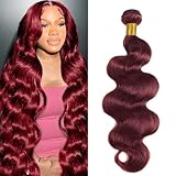 VBOKYD Burgundy Bundles Human Hair Body Wave 18 Inch Bundle Brazilian Hair Wine Red Body Wave Human Hair Extensions