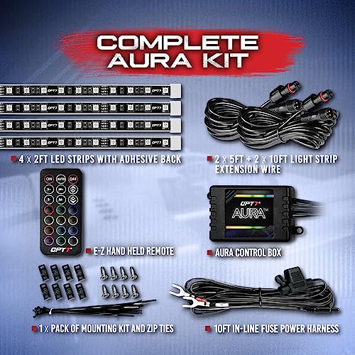 Opt7 Aura Led Marine Boat Lights, W/Soundsync Rgb Interior Lighting Strip, Multi Colors Mode, Wireless Remote, Ip67 Waterproof Deck Light For Pontoon Fishing Bass Sailboat Yacht Kayak, 12V #TOP1