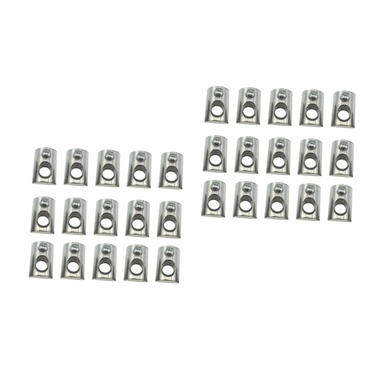 Cabilock 200pcs Carbon Steel Nickel-Plated Nuts for Aluminum Profiles Spring Loaded Elastic for Printer Assembly Easy Installation Compatible Standard