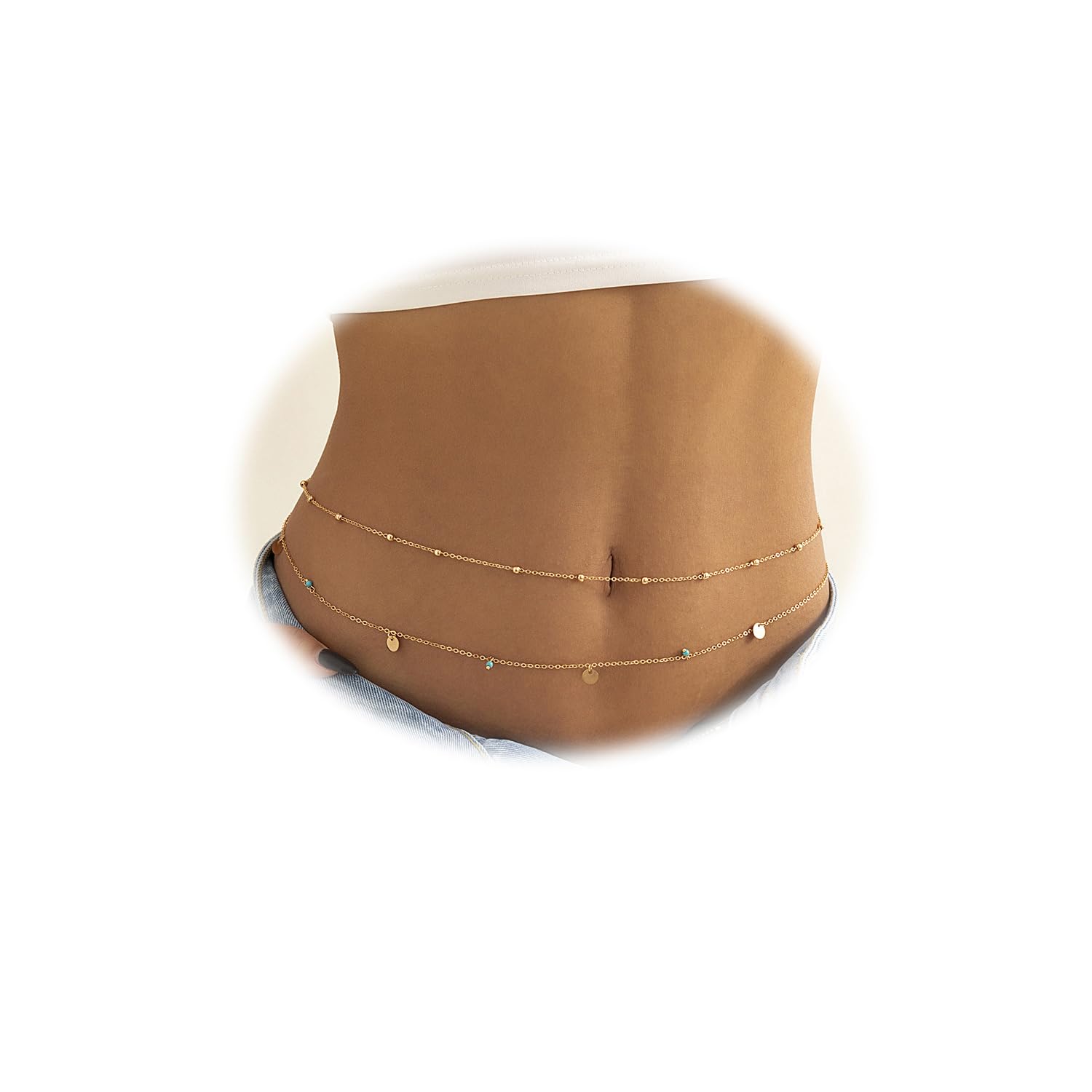 Set of 2 Belts for Women and Girls Stylish Kamarbandh Kamar Chain Waist Belt for Dresses Jeans Saree (16745kb)(Golden)