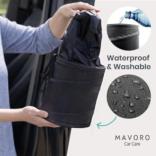 Mavoro 1 Pack, 1 Gallon Car Trash Can | Waterproof Collapsible Pop-Up Car Bin (1 Pack, 1 gal) - Thumbnail 6