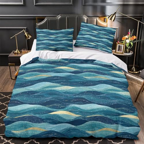 Housse de couette vagues 135x200 microfibre抗过敏单人床品 - 2