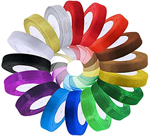Image of DIY Crafts Pack of 100 Mtr 50x2, Random Shown Colour, 50 Mtr Random 3mm 10 Glitter Color Onion Ribbon Glitter Chrismas Wedding Decor Cake Candy Box Packagin(Pack of 100 Mtr 50x2, Random Shown Colour)