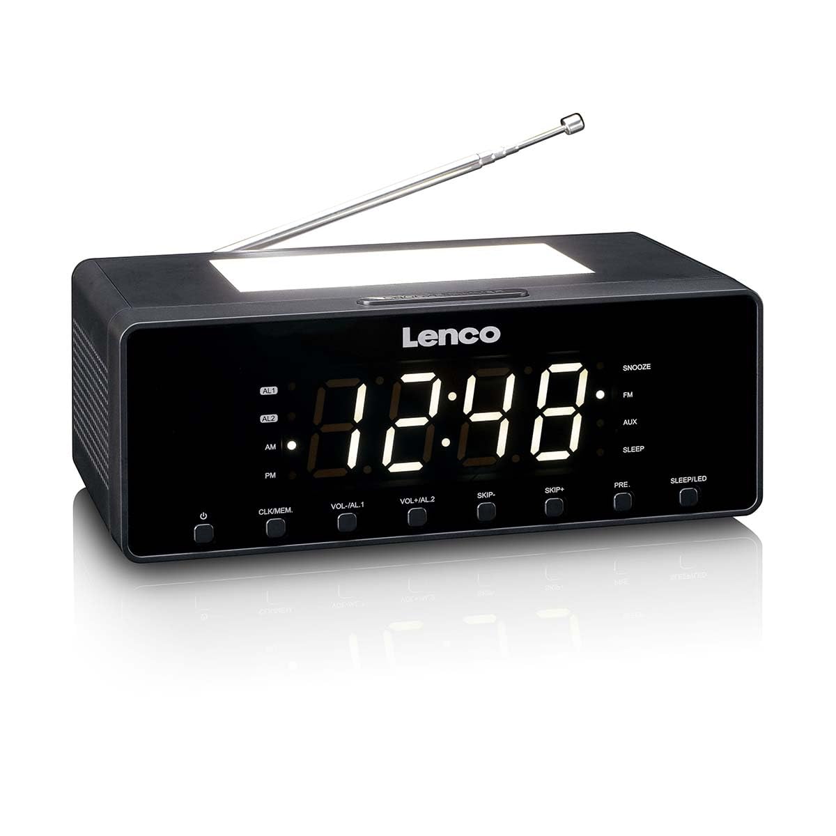 Lenco CR-540BK Radiowecker mit Nachtlicht - FM PLL Radio - USB-Ladefunktion - Dimmbarem LED-Display - Schwarz