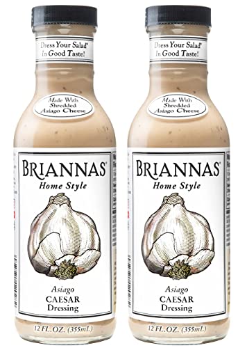 Briannas Asiago Caesar Salad Dressing | Gluten Free, Nut Free, Vegetarian | Made In Small Batches - 12 Fl Oz (2 Pack) #TOP18