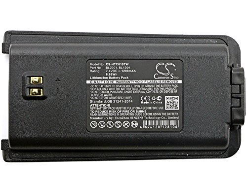 Cameron Sino High Capacity 1200mAh Li-ion Replacement Battery for HYT TC-610, TC-618, TC-610S, TC-610P, TC-620, TC-626, fits HYT BL1204, BL2001
