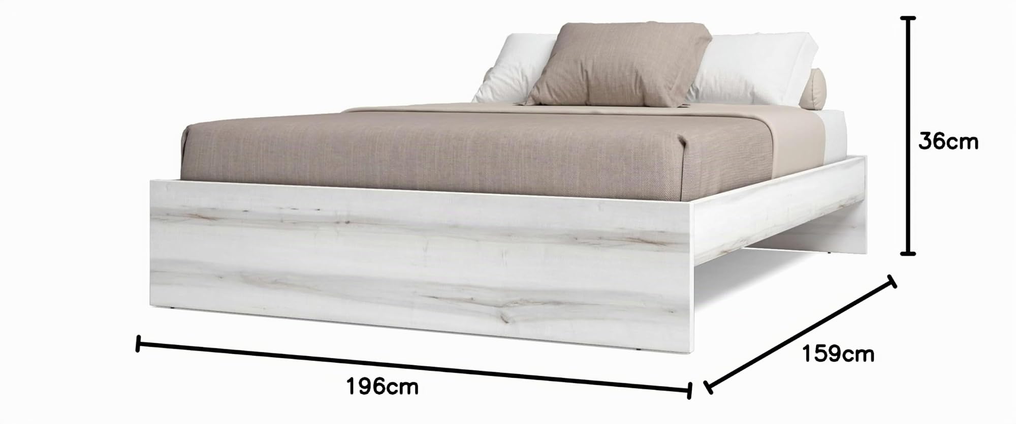 Miroytengo Cama para Dormitorio Habitación de Matrimonio Aro Estilo Contemporáneo en Color Blanco 150x190 cm