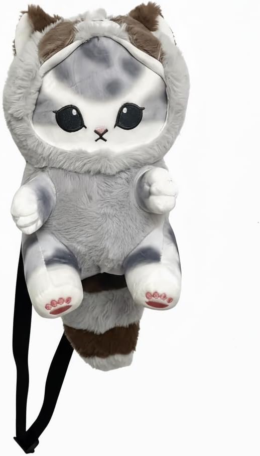 Gray Cat Rock Climbing Chalk Bag, Fun Animal Plush Chalk Bag