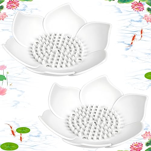 Lotus Shower Steamer Tray Silicone Soap Dish 2 Pack Lotus Flower Shape Shower Steamer Tray Small Self Draining Bar Soap Holder for Kitchen Bathroom Counter