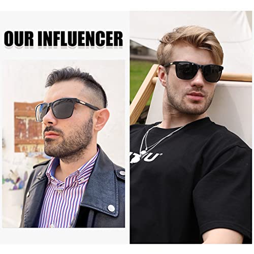Image of DUCO Mens Sunglasses Polarized UV Protection Retro Rectangular Frame Sun Glasses for Driving Fishing 100% UV Blocking 3029H