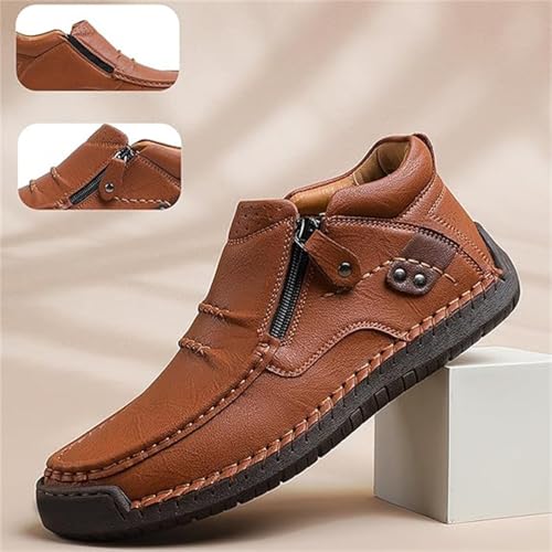 The First Young Shoes Men, Handmade Premium Leather Slip On Driving Boots, for Travel & Outdoor3