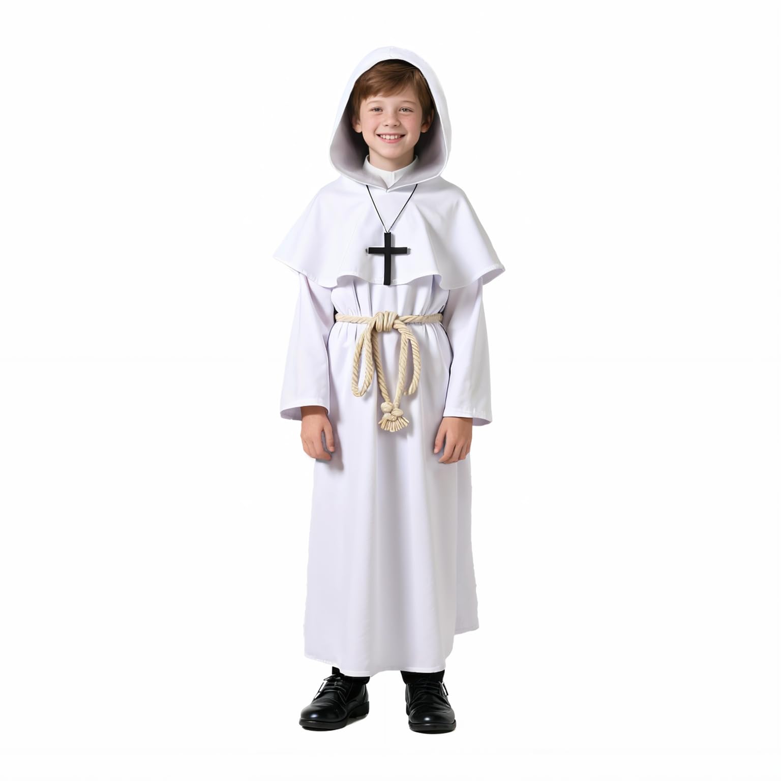 VZQI Medieval Monk Robe for Kids Renaissance Priest for Boy Halloween Cosplay Costume Cloak