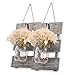 Rustic Grey Mason Jar Sconces for Home Decor, Decorative Chic Hanging Wall Decor Mason Jars with LED Strip Lights, 6-Hour Timer, Silk Hydrangea, Iron Hooks for Home & Kitchen Decorations [Set of 2]