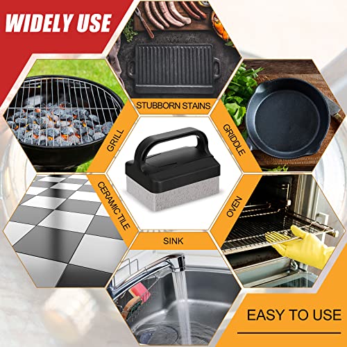Dunzy 8 Pcs Pumice Stones Scrubbing Grill Griddle Cleaning Brick Block Grill Cleaning Stone Griddle Scrubber Cleaner With Handle For Outdoor Bbq Flat Top Cookers Oven Removing Greases Stains #TOP5
