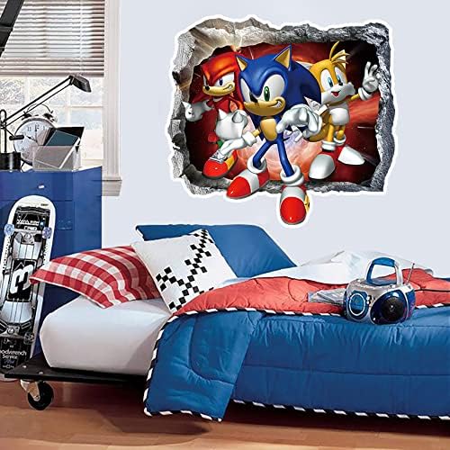 The Hedgehog Sonic Cartoon Wall Stickers for Kids Bedroom Decoration Background Wall Decals Home Decor…