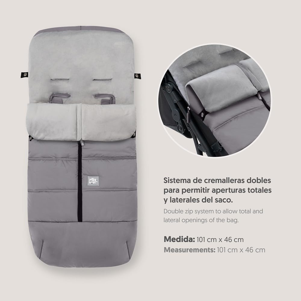 Chanceliere Bebe Passeggino Interbaby | Coperta Passeggino Bebe Inverno Morbido | Sacco a Pelo Passeggino Bebe Staccabile, Doppia Apertura, Lavaggio Facile, Materiali Anallergici, Grigio