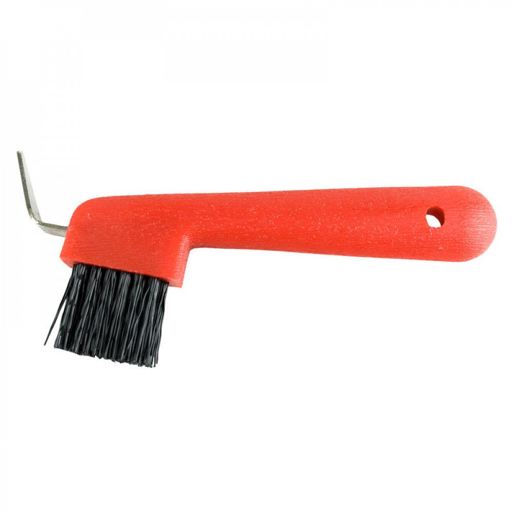 HORZE Hoof Pick with Brush - Red - One Size