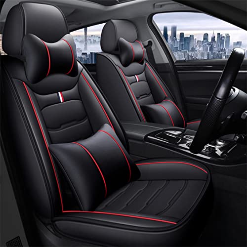 Yajomi Car Seat Covers Fit for Chevrolet Malibu 2000-2021 2 Front Seats Luxury Wear-Resistant Non-Slip Waterproof Faux Leather Cushion Cover Protectors Car Interior Accessories (Black Red)