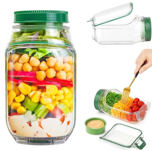 AddLuck The Original Salad Pod Portable Salad Container With Leakproof Dressing Compartment Suitable for Home Outdoor Travel Meal Preparation 1PCS