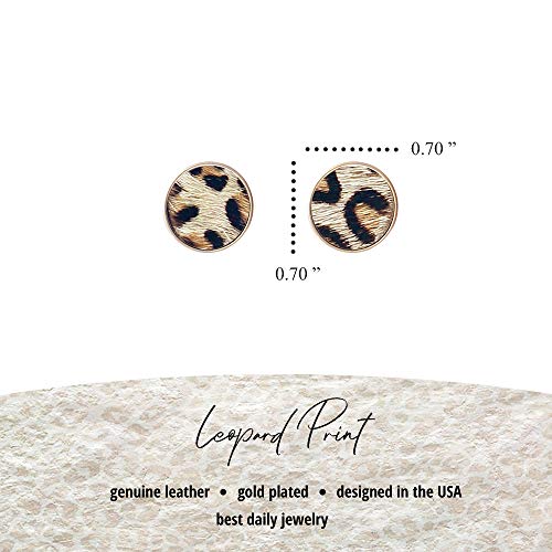 Animal Print Stud Earrings for Women – Leopard, Jaguar, Zebra, Snakeskin – Genuine Leather – Round, Oval, Teardrop - Fashion Statement Earrings - Gift Box Included2