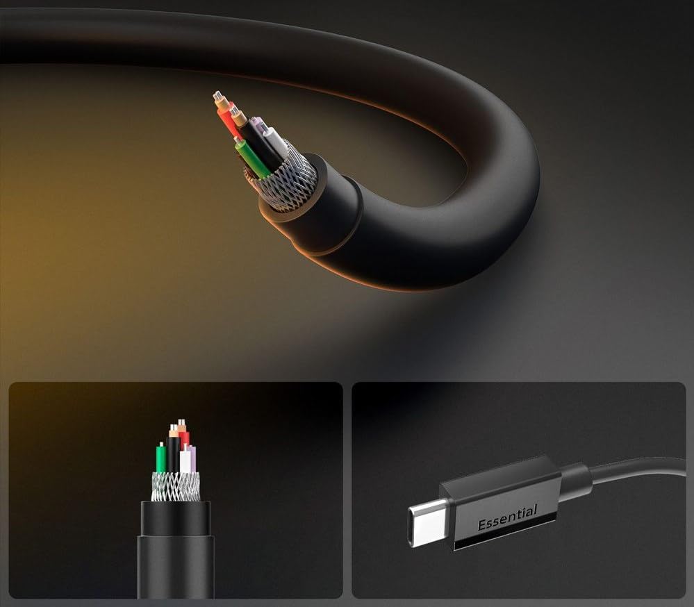 Spigen USB-C to USB-C 2 Metre Kablo 60W Güç/PPS 2.0 Desteği Super Hızlı Şarj / 480 Mbps Data Aktarım Hızı Type-C Ekstra Dayanıklı Black - ACA08720