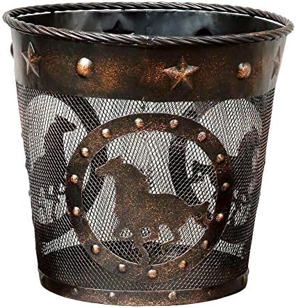 Aoceman Western Horse, Rope Trim Metal Wastebasket