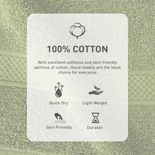 Image of MYTRIDENT Hand Towel | Urban Comfort | Quick Drying | Travel Friendly | for Men /Women | 2 Pc Hand Towel (40 cm x 60 cm) | 100% Cotton 450 GSM - Olive