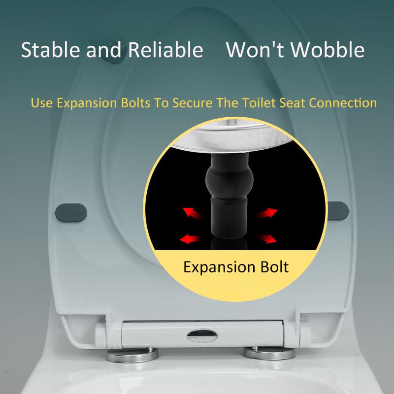 2Pcs Quick Release Toilet Seat Fixings, Universal Soft Close Hinge Replacement Kit with 2Pcs Rubber Expansion Bolts for Blind Hole WC Toilets, Stainless Steel Hardware - Image 3