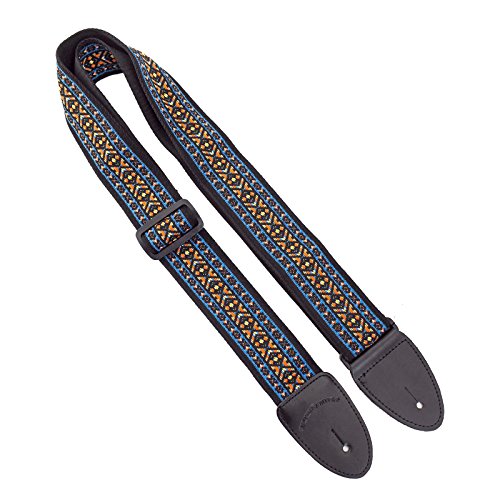 Walker & Williams H-18 Série vintage style 60 ‘s Hootenany Sangle Bleu et orange - Les Beatles, Paul McCartney, John Lennon, RIngo Starr, George Harrison Walker & Williams H-18 Série vintage style 60 's Hootenany Sangle Bleu et orange – Image 3
