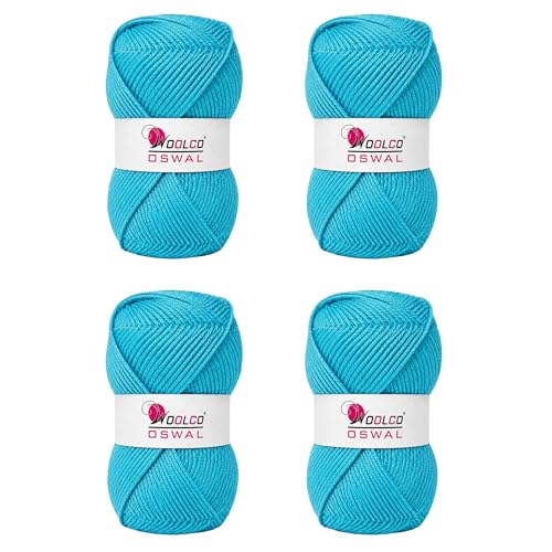 Image of Brilon Acrylic Hand Knitting Yarn Balls Pack of 4 (50g Each) -Soft Wool Yarn for Knitting, Craft, DIY Projects, Sweaters, Scarves, Multicolor Wool Thread for Home Use (Pastel Blue)