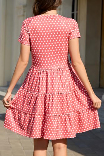 Image of nclook Womens Summer Casual Dress Sweet Cute V Neck Mini Dress with Pocket Short Sleeve