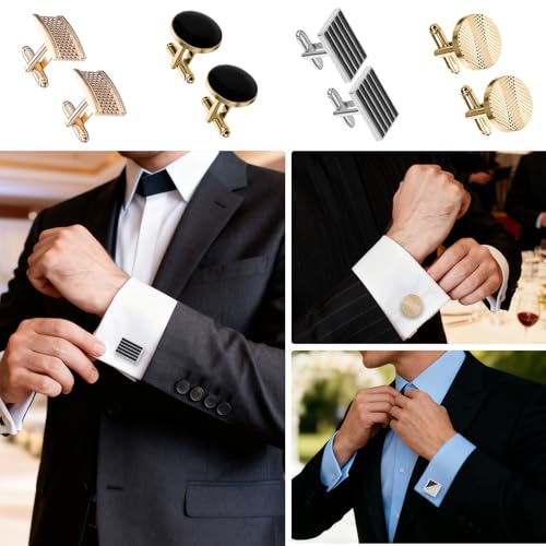 16 pares de mancornas clásicas para hombre miniatura 4