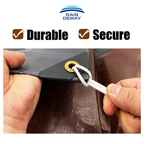 Raindeway 4X20 Feet Super Heavy Duty Tarp 18 Mil, Uv Resistant, Weatherproof, Multipurpose Waterproof Poly Tarp With Grommets And Reinforced Edges, Brown/Gray Tarp #TOP3